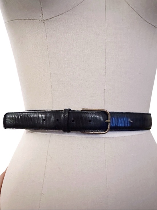 Vintage Accessories - Vintage Trafalgar Leather Belt Black Gold Buckle